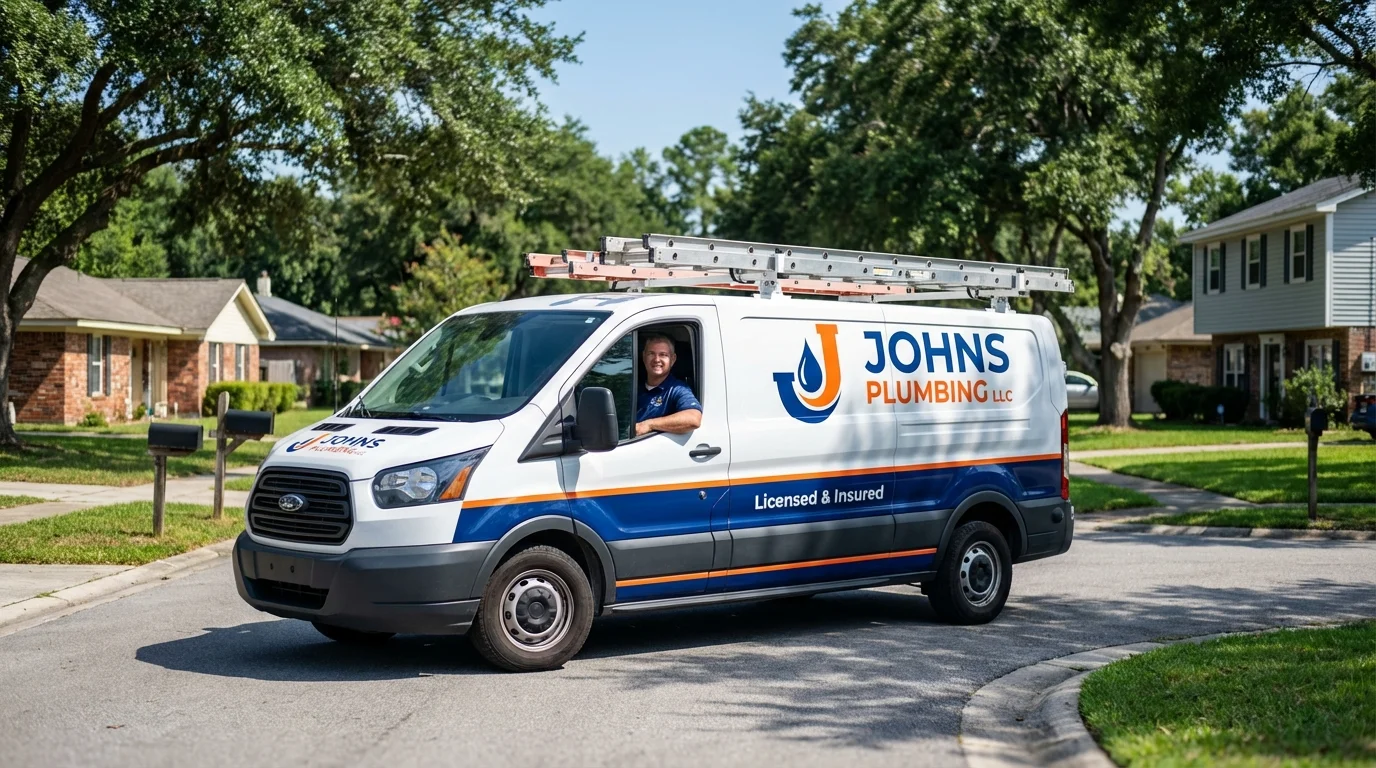 Johns Plumbing LLC service van in La Center, WA