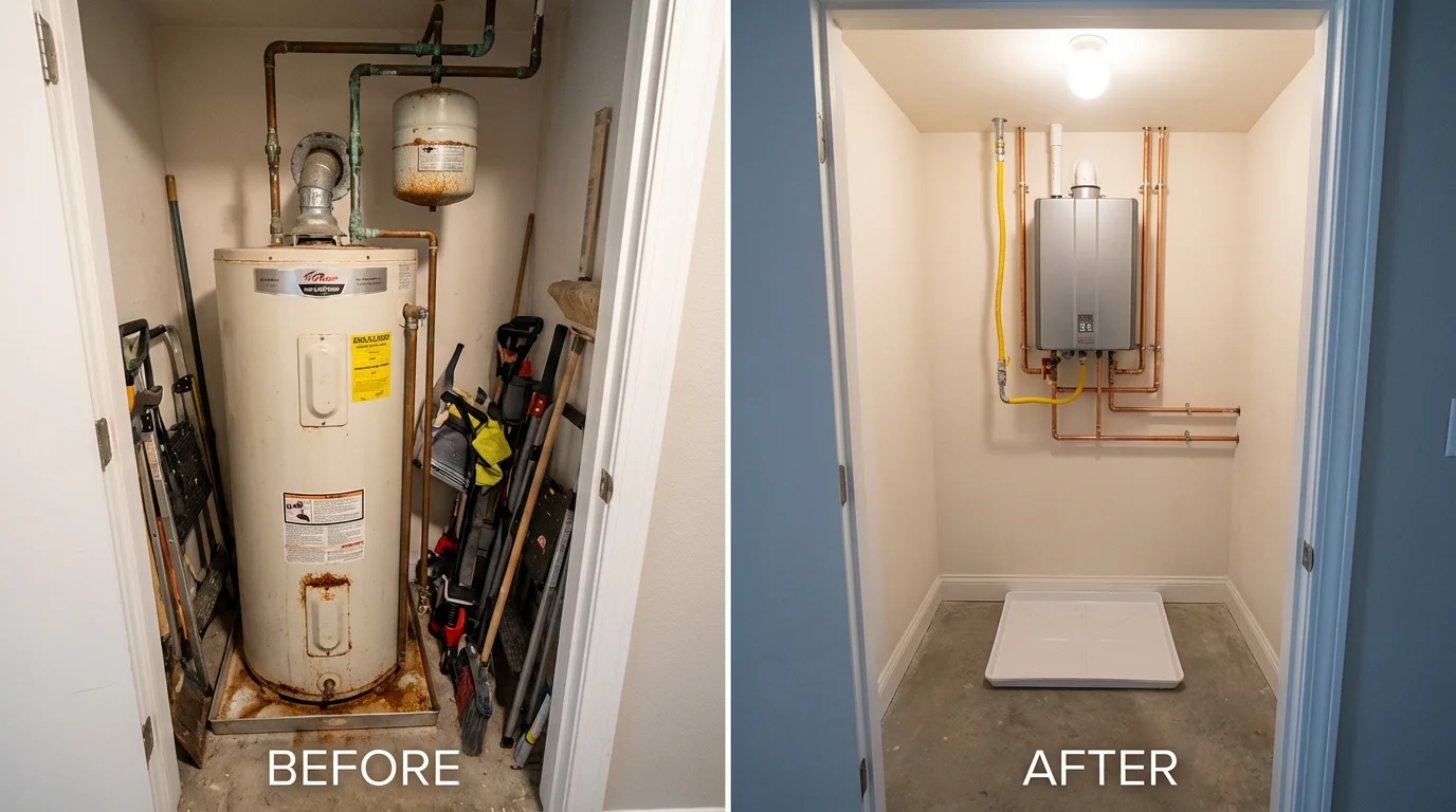 Tank water heater versus wall-mounted tankless unit comparison for La Center, WA homeowners